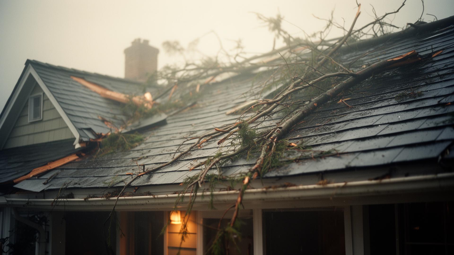 Storm-damaged home awaiting inspection